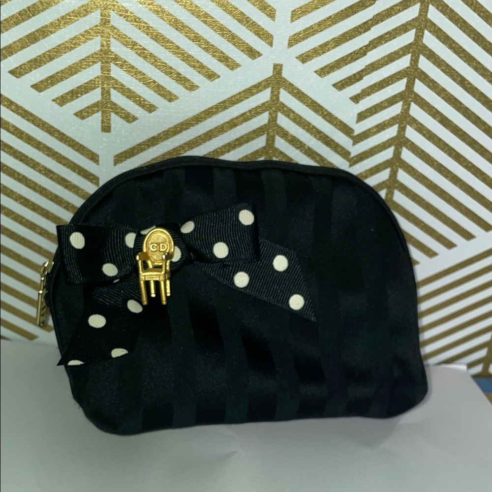 DIOR Black Polka Dot Bow Pouch vintage